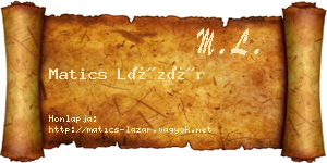 Matics Lázár névjegykártya